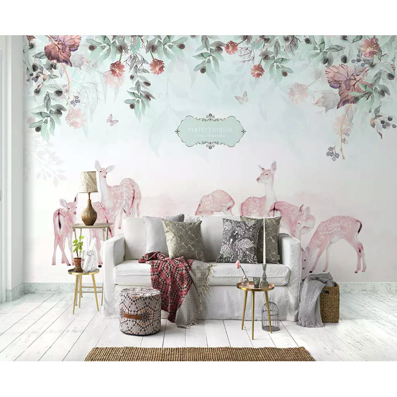 Papier peint texturé amovible Nursery Gazelle, l 75 po x L 49 po