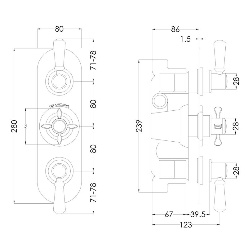 Triple Concealed Diverter Shower Valve