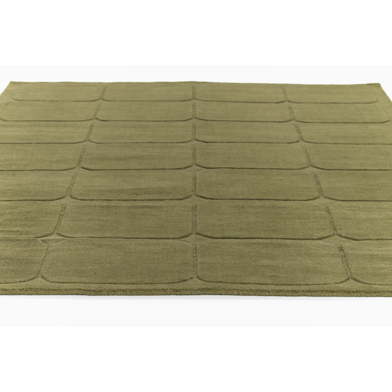 Tapis vert en laine tissé à la main Thando 7 pi 10 po x 10 pi, 7 pi 10 po x 10 pi