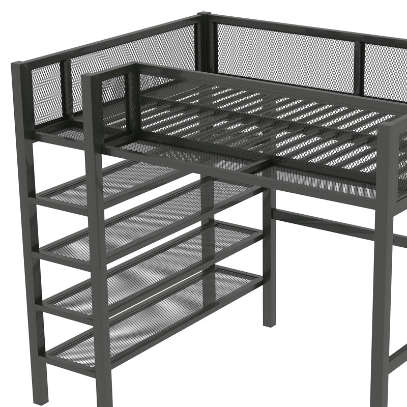 Lit mezzanine simple Kibby Kids, Noir