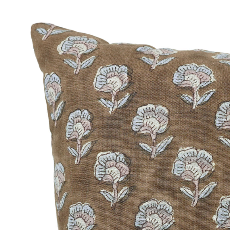 Housses de coussin en lin pur à motif de Fab Fabine, 20 x 20 pouces - Rohini, H 20 po x l 20 po