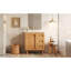 Meuble-lavabo de ferme avec évier en céramique, bois naturel, rangement compact pour la maison