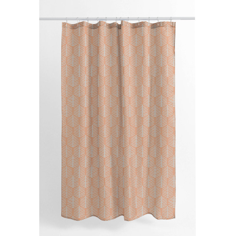Tartan Block Ultra-Thin Lightweight Shower Curtain, Orange/Peach Geometric 3