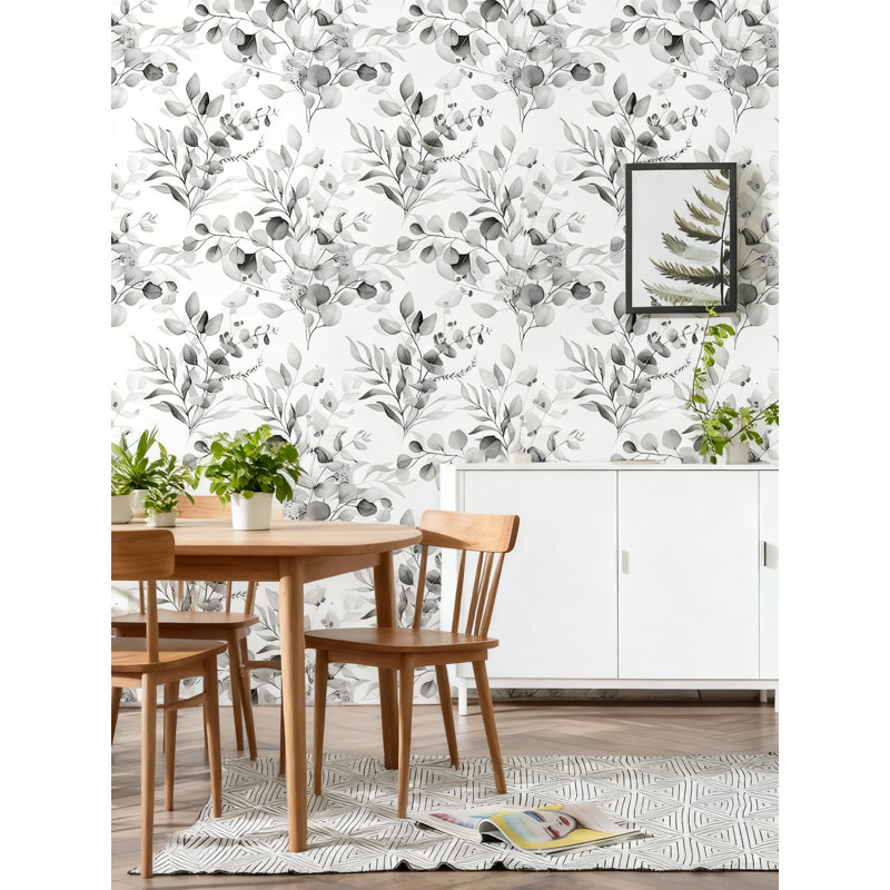 Papier peint auto-adhésif avec feuille d'eucalyptus - finition mate texturée, imperméable et repositionnable, installation facile pour les murs et la décoration intérieure