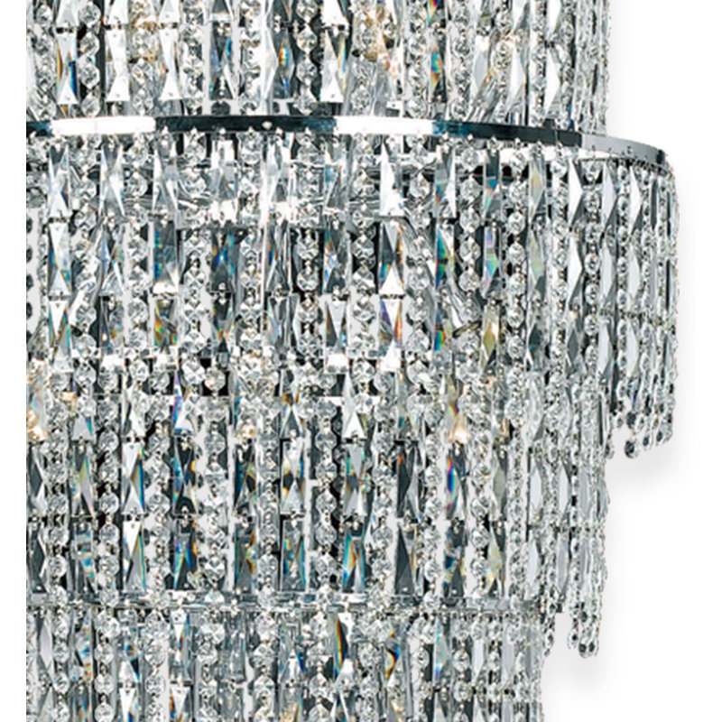 24 - Light Crystal Chandelier, Chrome, 160cm H x 60cm W x 60cm D