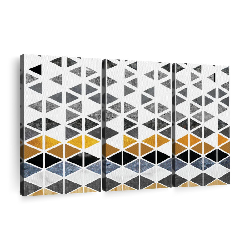 Motif géométrique triangulaire, reproduction sur toile, H 24 po x l 38 po x P 1,25 po