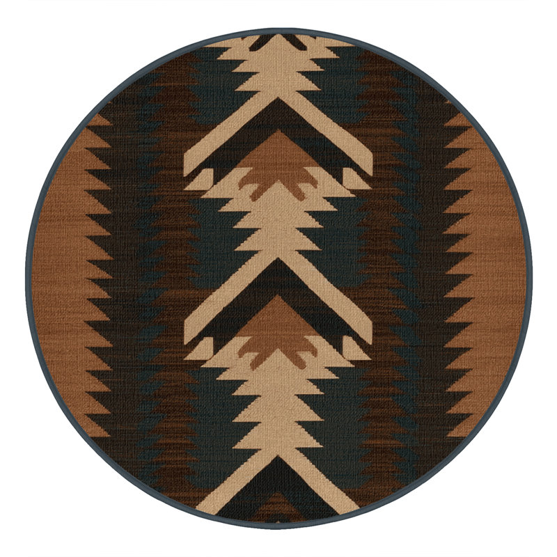 Washable Navajo Chevron Southwestern Area Rug, Round 7'