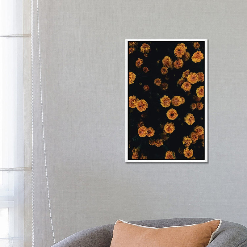 Golden Florals by Honeymoon Hotel - Gallery-Wrapped Canvas Giclée on Canvas, White Framed, 66.04 cm H x 45.72 cm W