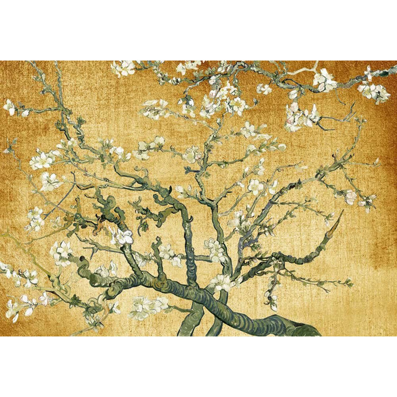Almond Blossom Vincent Van Gogh, Floral Mural, Vintage Boho Removable Contact Paper, L 96 po x L 66 po, Jaune texturé