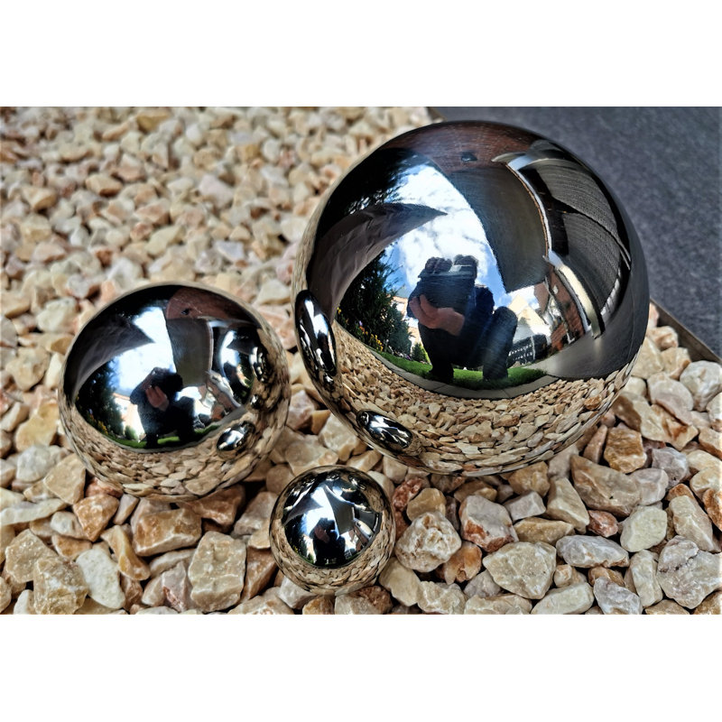 Dayah Stainless Steel Gazing Ball, Polished
