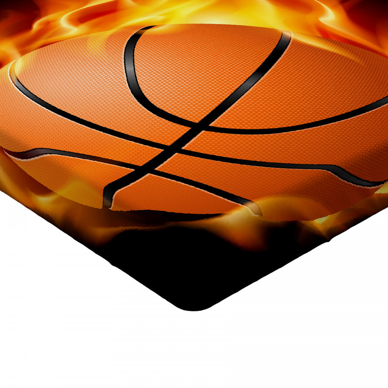 Fiery Basketball Microfibre Jersey Knit Fitted Sheet, European Double (140 x 200cm)