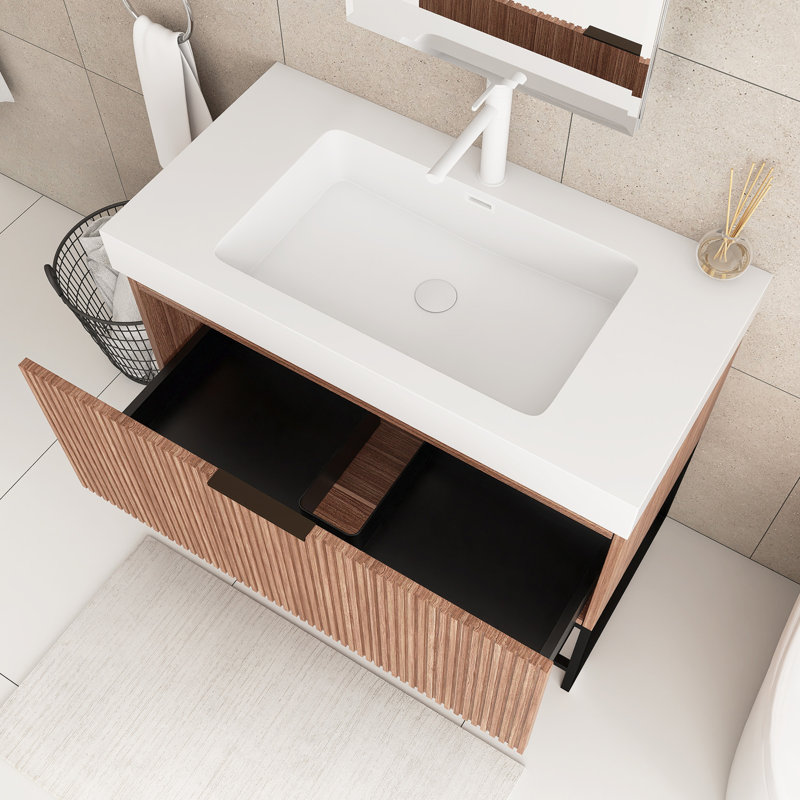 36 In. Bathroom Vanity With Drawer And Open Shelf