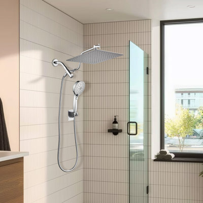 12-inch Dual Showerhead with 12- setting Handheld Showerhead and 59-inch Shower Hose, Chrome