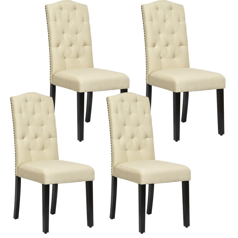 Chaise parsons capitonnée Kathie, Beige