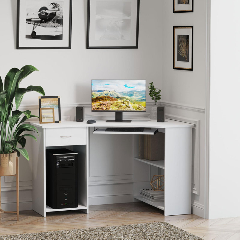 Correia Corner Computer Desk, White