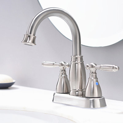 Centerset 2-handle Bathroom Faucet with Drain Assembly