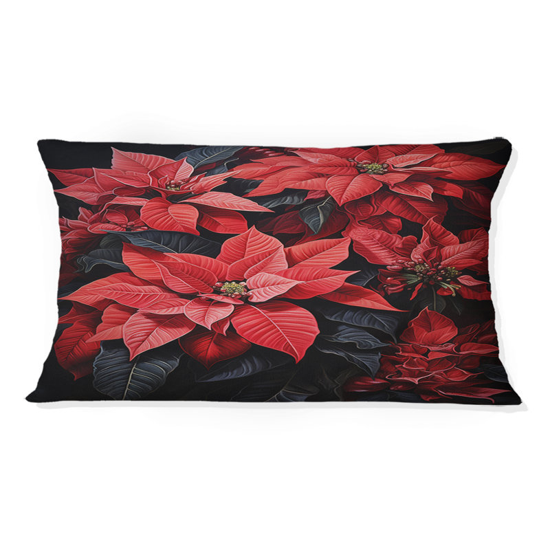 Coussin Poinsettia Flower Noir I - Poinsettias