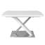 Table de salle à manger extensible de 47,25 po à 63 po en blanc, pour 4 à 6 personnes, avec plateau et base en métal, élégant blanc fonctionnel lustré de 63 po, réunions de famille et construction en acier, stable-1164093484-1164093487