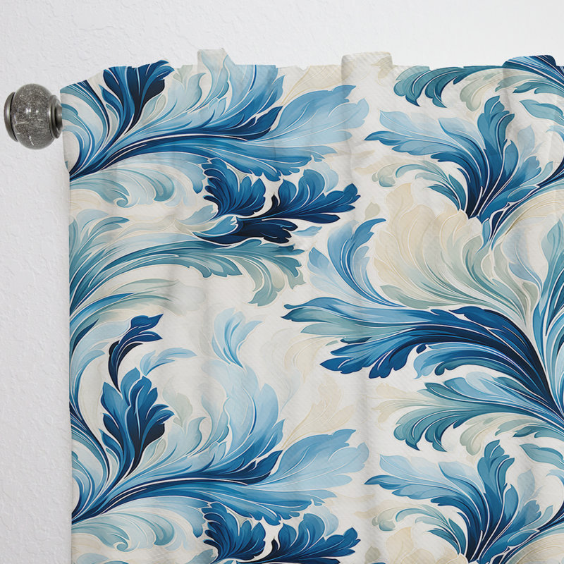 Bleu et blanc bord de mer Ikat Bliss - rideau Ikat - rideau obscurcissant Ikat - 1 panneaux, L 52 po x L 120 po