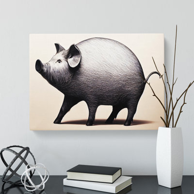Pig Illustration - Wrapped Canvas Print
