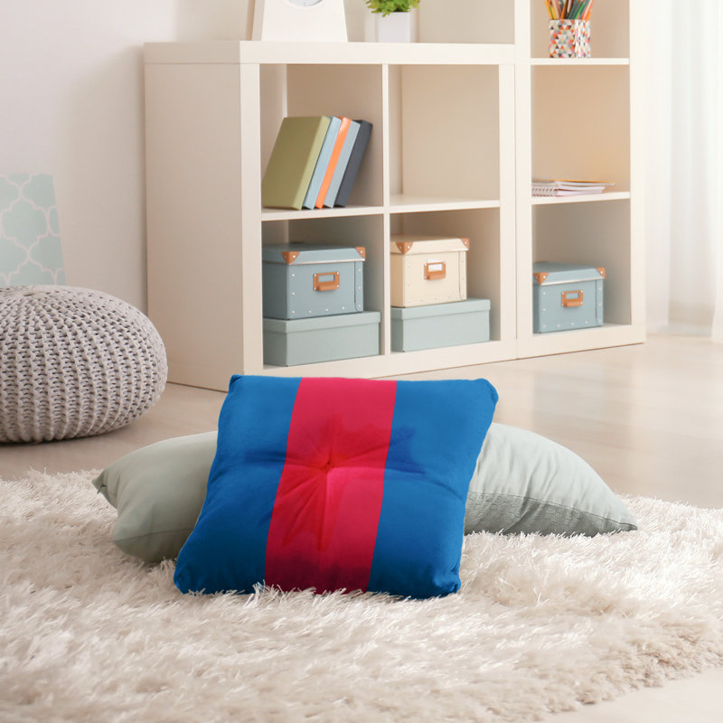  Coussin de sol touffeté, 26 po x 26 po, Bleu/rouge