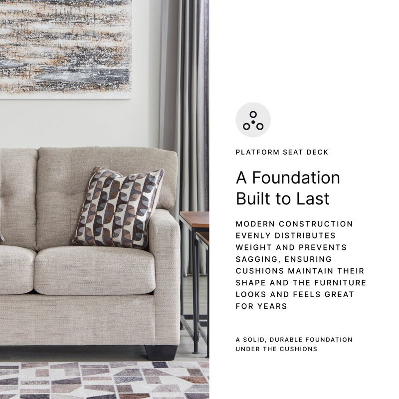 Upholstered 53'' Loveseat, Beige Polyester