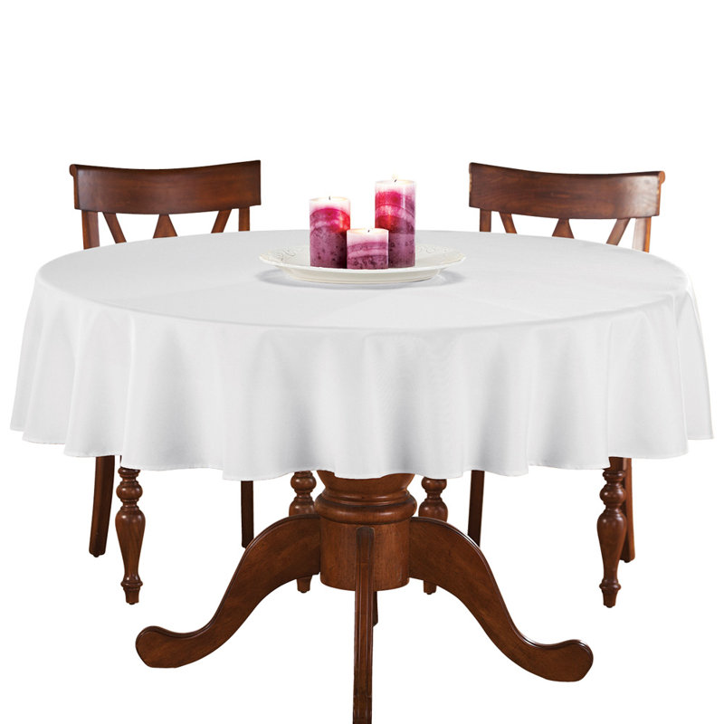 White Round 70" Durable Polyester Tablecloth