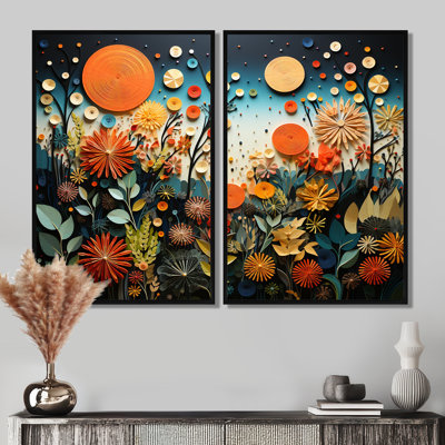 «Orange Mid Century Natures Harmony III», art mural orange