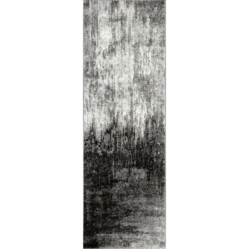 Virginia Black/Gray Area Rug, Runner 2'6" x 6'