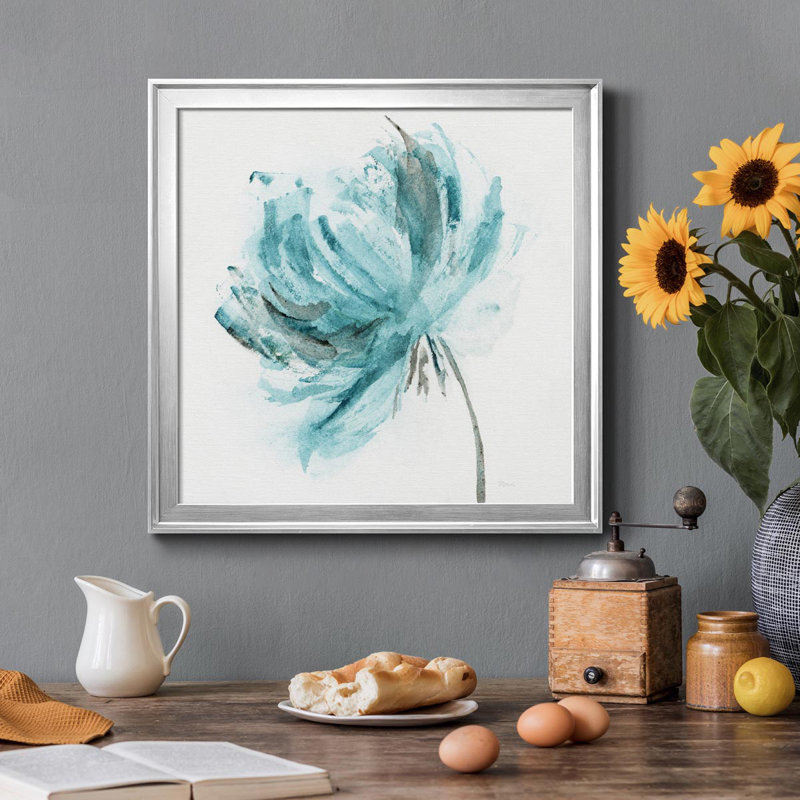 «Blue Dance II», peinture sur toile encadrée, Cadre argenté, H 22,5 po x l 22,5 po x P 1,5 po