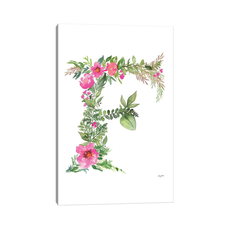 Botanical Letter F by Kelsey McNatt - Wrapped Canvas Rectangle Print, 66.04cm H x 45.72cm W, Wrapped Canvas