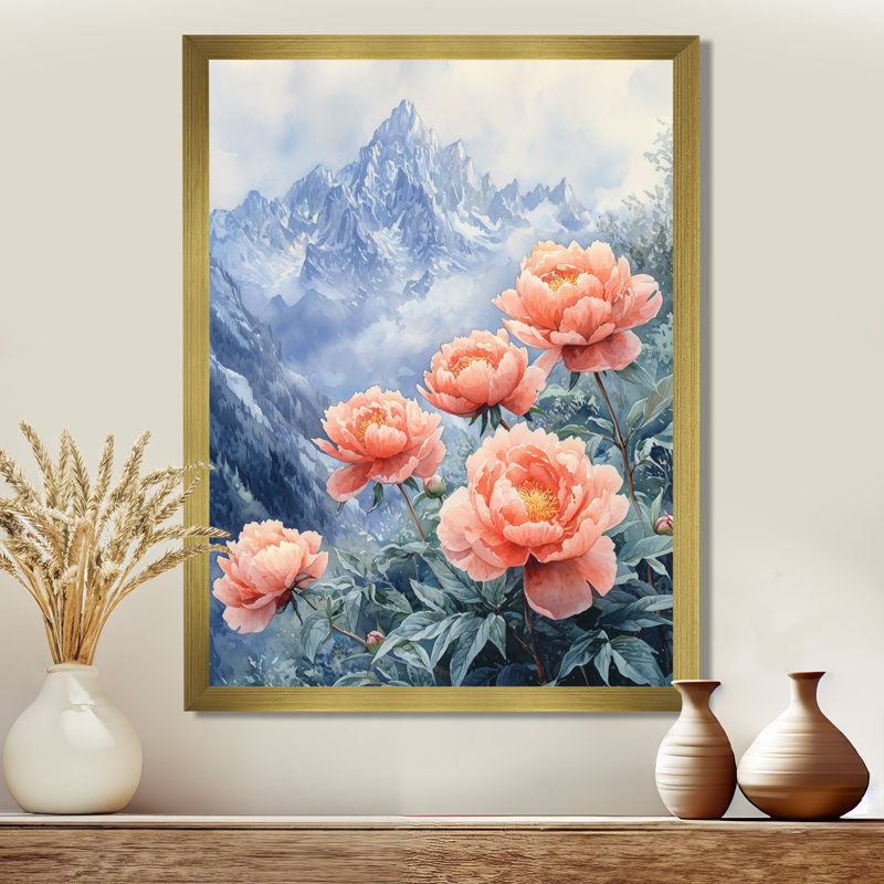 Giachetti - Floral Canvas Prints, 44" H x 34" W, Gold, Picture Framed