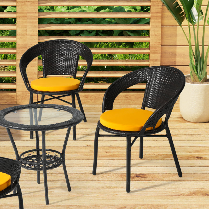  Patio Dining Chair Cushion, Yellow, 18" W x 18" D