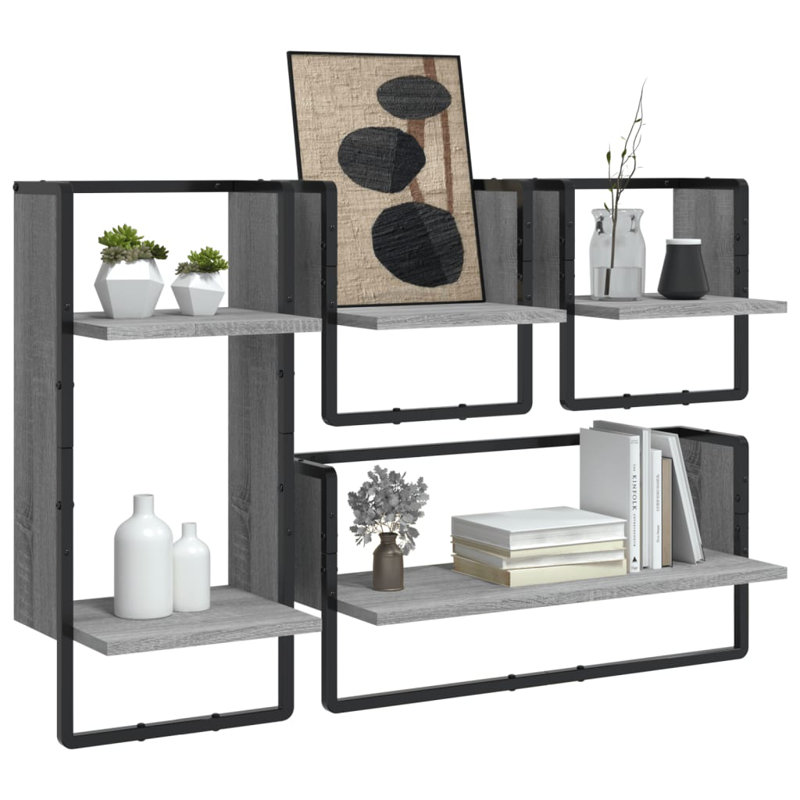 Marusya 4 Piece Floating Shelf, Grey Sonoma