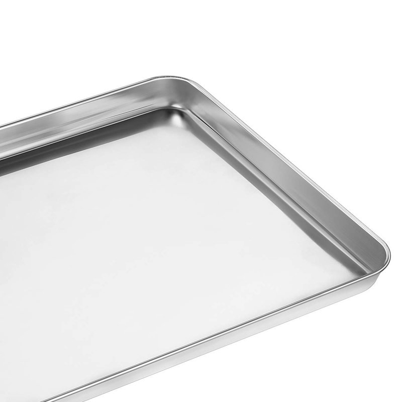 Baking Sheet Set Of 2 - Stainless Steel Cookie Sheet Baking Pan, Size 16 X 12 X 1 Inch, Non Toxic,Silver