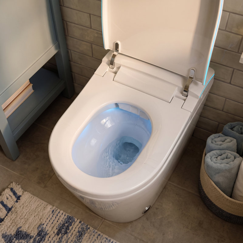 Toilette intelligente à bidet avec eau chaude instantanée, couvercle automatique, siège chauffant et séchoir à air chaud
