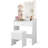 Small Makeup Vanity Desk With Bulb-Frame LED Mirror, Storage Stool & Power Outlet