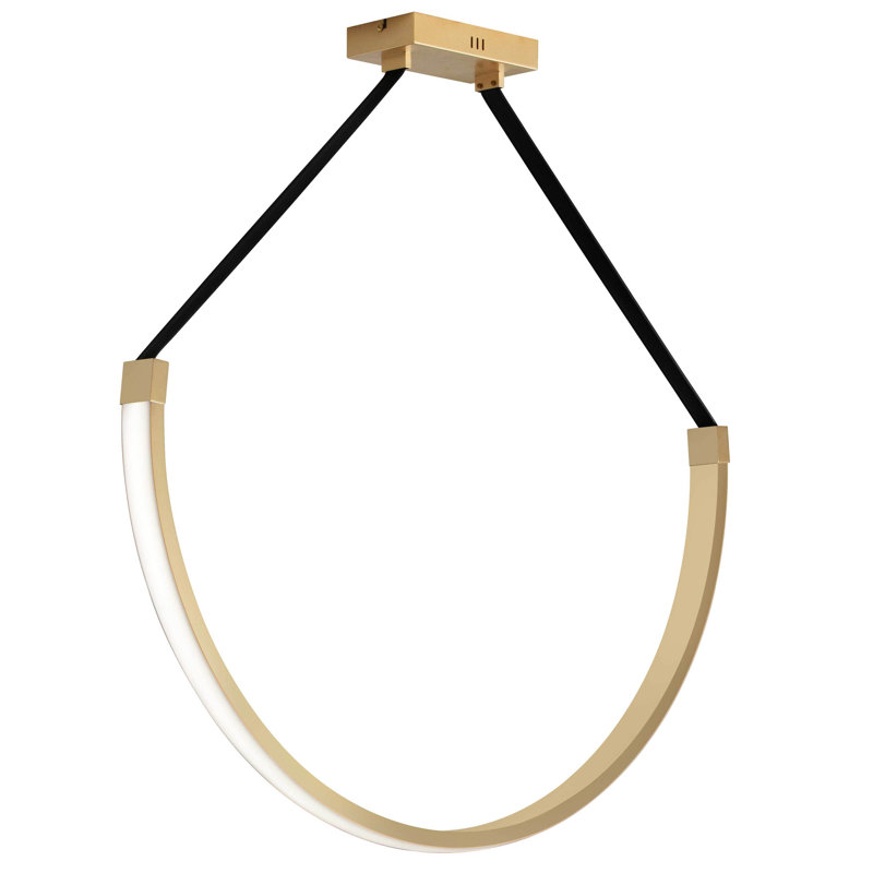 Carlheinz 1 - Light LED Single Pendant, Aged Brass, 21.75" H x 40" W x 2.5" D