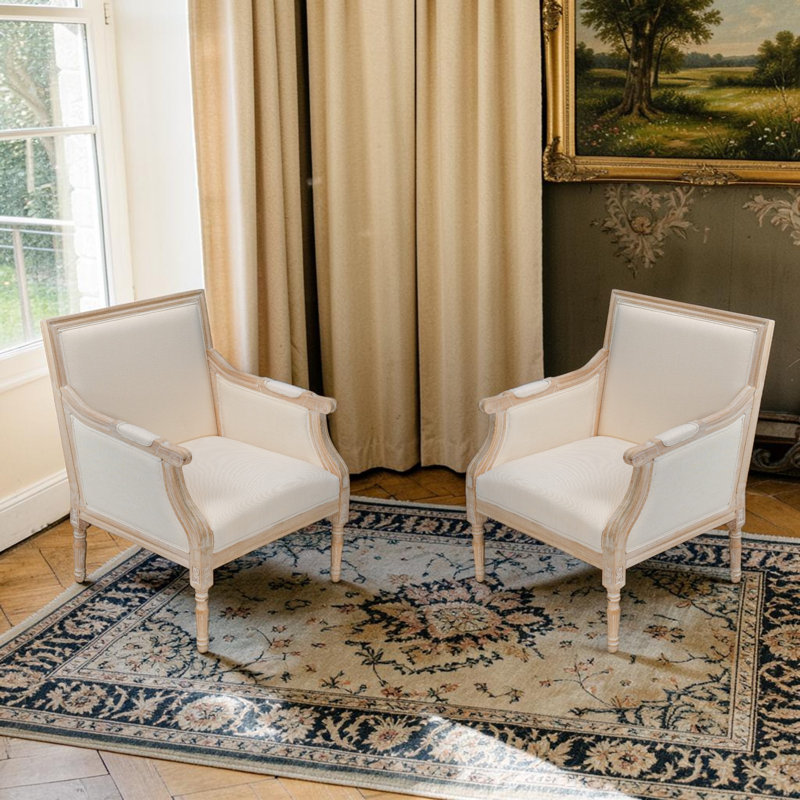 Chaise d'appoint Amando French Country, revêtement beige