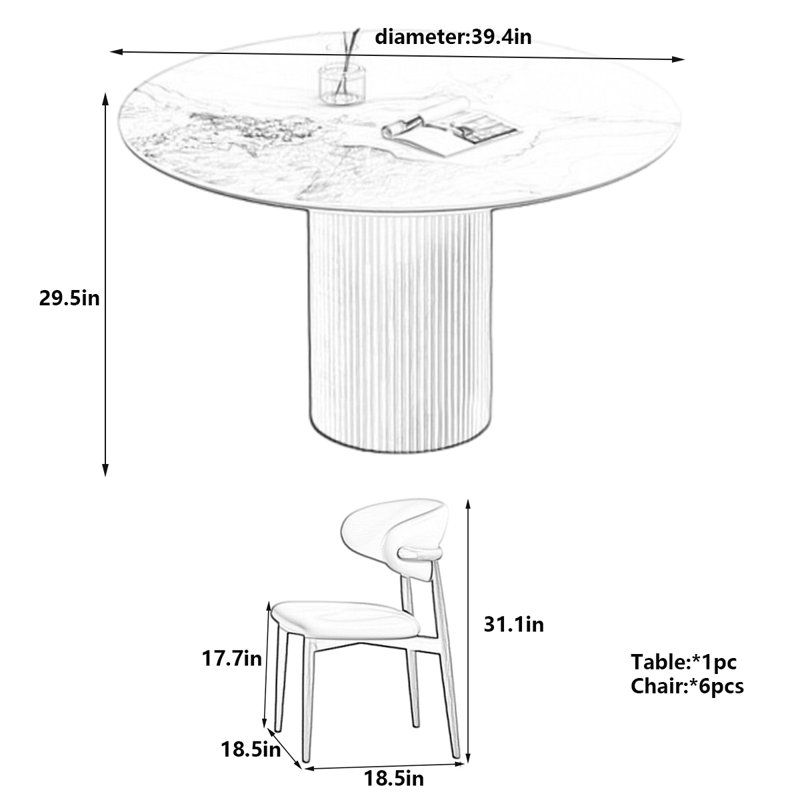 Table de salle à manger Modern, H 29,5 po x L 39,4 po x l 39,4 po