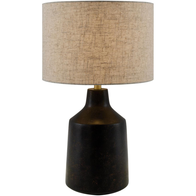 Lockwood Concrete Table Lamp with Linen Shade, Black, Tan