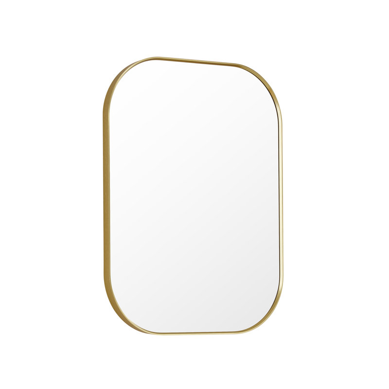 Trielle Rectangular Aluminum Framed Modern Bathroom Wall Mirror, 31.5" x 24", Brushed Gold