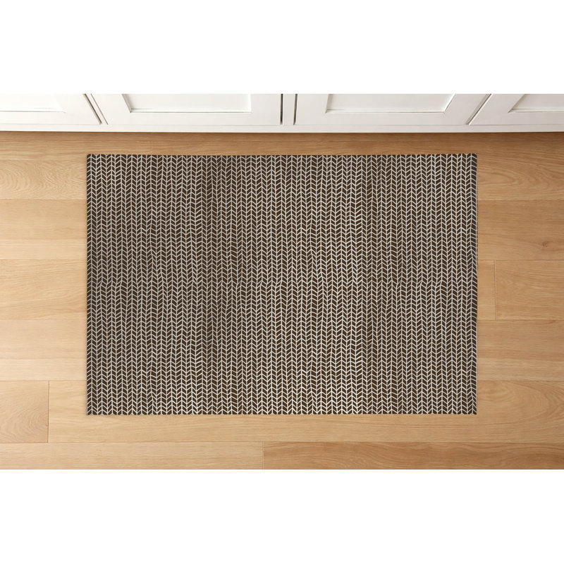 Tapis de cuisine Chevron Feather, Rectangulaire 3 pi x 5 pi, Brun moka