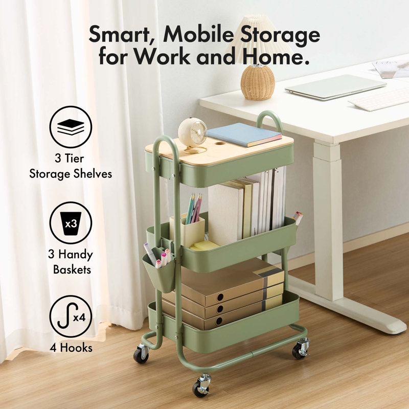 79.5cm H x 46cm W Utility Cart, Sage Green