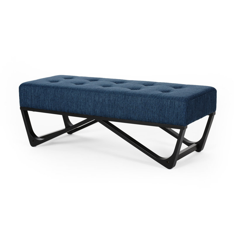 Navy Blue - Add A Stylish Touch. Upholstery. Versatile For Seating Or Decor. Elegant Design. 47 W X 17.21 D 16.5 H Chic Any Room. Comfortable Option. 47.05D 17.21W 16.5H