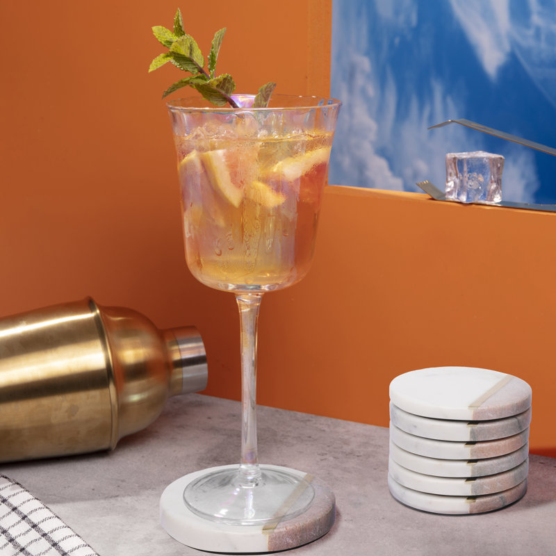 Sous-verre rond en marbre, Rose