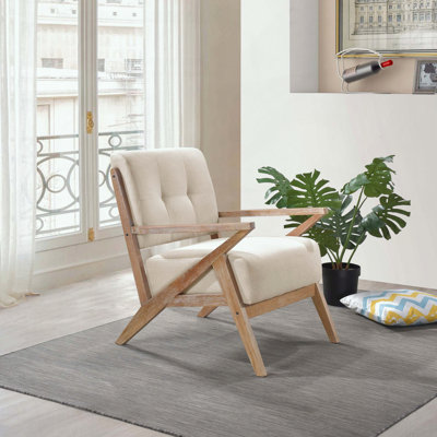 Fauteuil d'appoint capitonné avec finition noyer antique