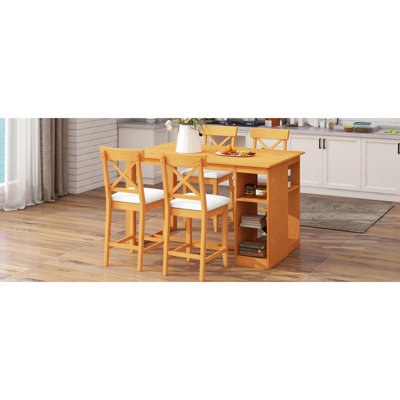 , Dining , 3 Storage, Cross Back Chairs, Solid Wood, Counter Height Height, Wood