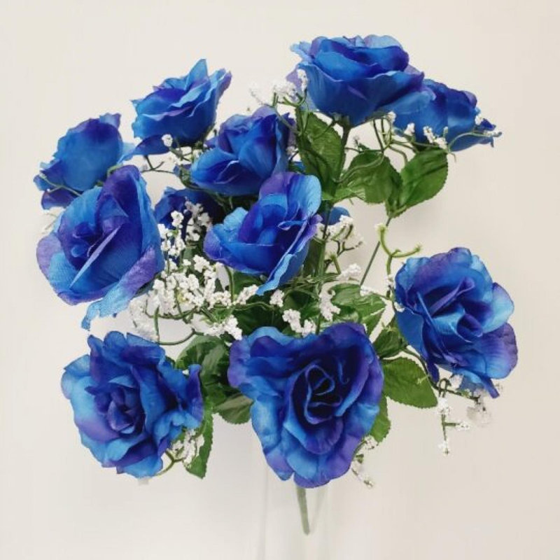 Fleur artificielle ouverte, Bleu royal