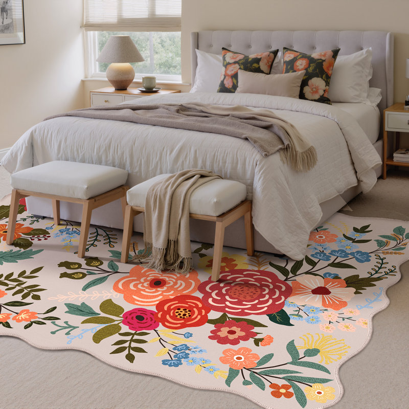 Tapis rose cerise lavable à la machine, Rectangle 5 pi x 7 pi
